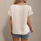 Hollow-Out Crew Neck Casual T-Shirt