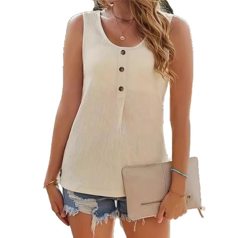 Textured Casual Button T-Shirt for Women