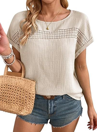 Hollow-Out Crew Neck Casual T-Shirt