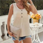 Textured Casual Button T-Shirt for Women