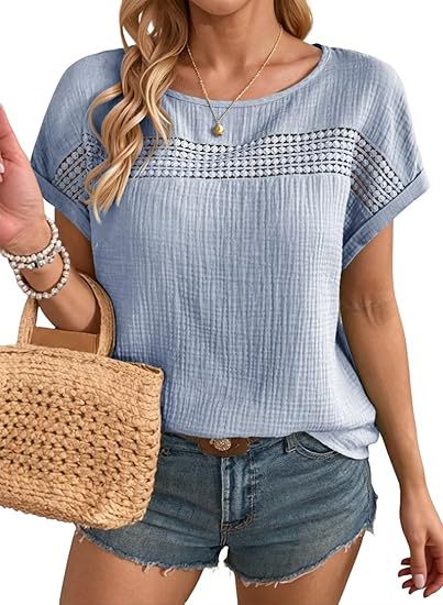 Hollow-Out Crew Neck Casual T-Shirt